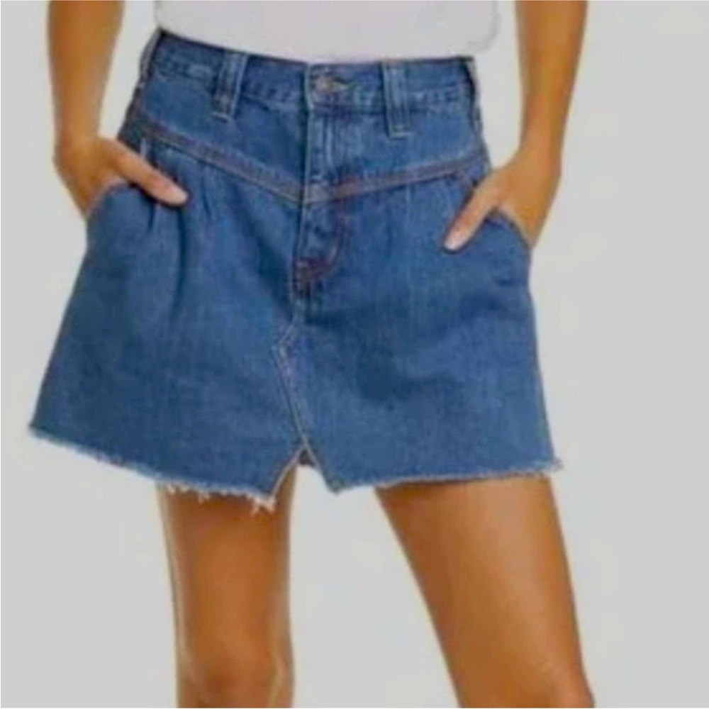 Free People Blue Denim Mini Skirt